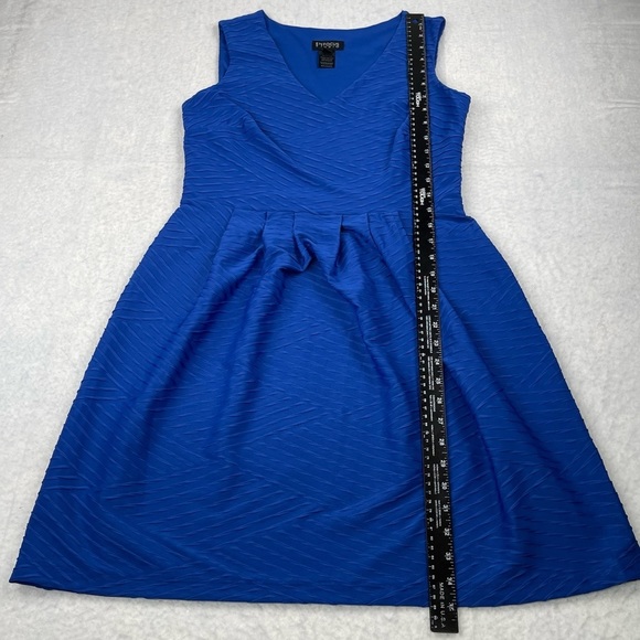 Enfocus Studio Dress Womens 8 Royal Blue Textured V-Neck‎ Sleeveless Stretch - Picture 6 of 9